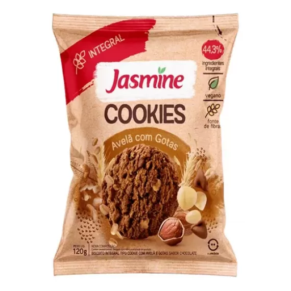 Cookies Avelã Com Gotas De Chocolate 120g Jasmine  vegano zero lactose 