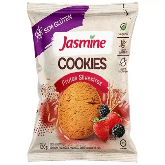 Cookies Frutas Silvestres Sem Glúten 120g Jasmine   zero lactose  vegano