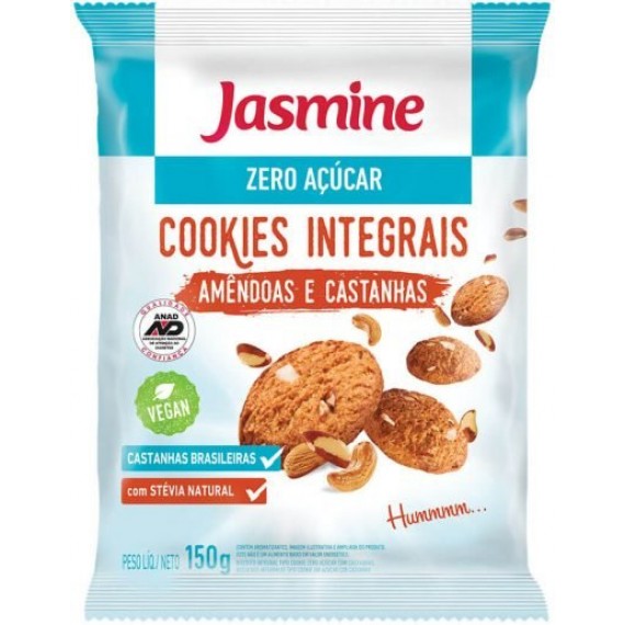 Cookies Integrais Amêndoas e Castanhas Zero Açúcar 150g  - Jasmine vegano