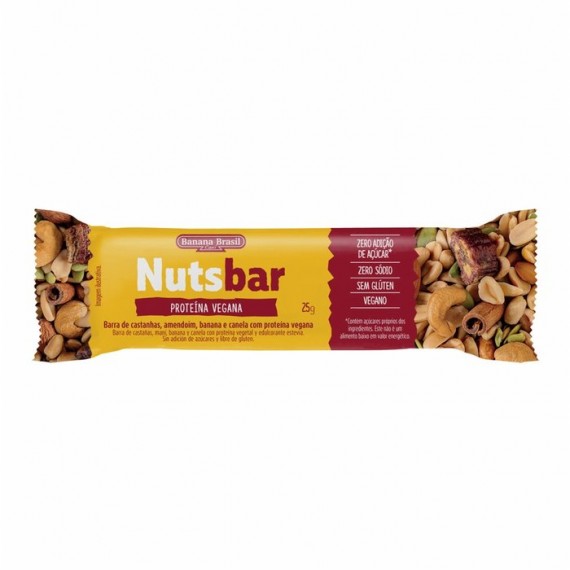 Nuts Bar Proteína Vegana 25g - Banana Brasil