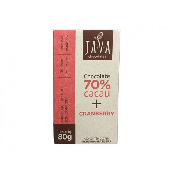 Chocolate 70% Cacau Sabor Cranberry 80g - Java